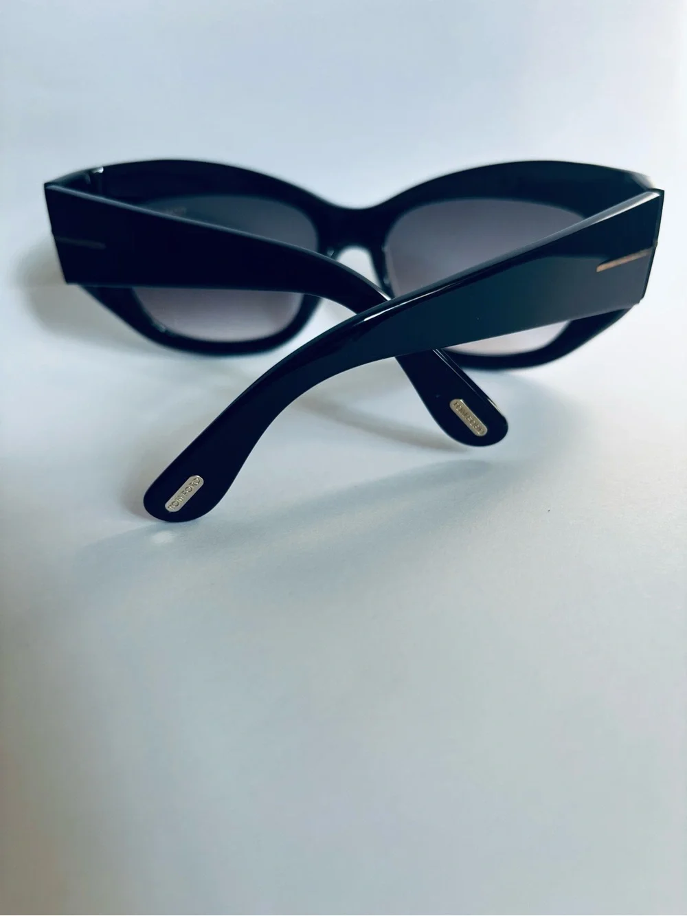 Tom Ford Black Cat-Eye Sunglasses with Gradient Smoke Lenses